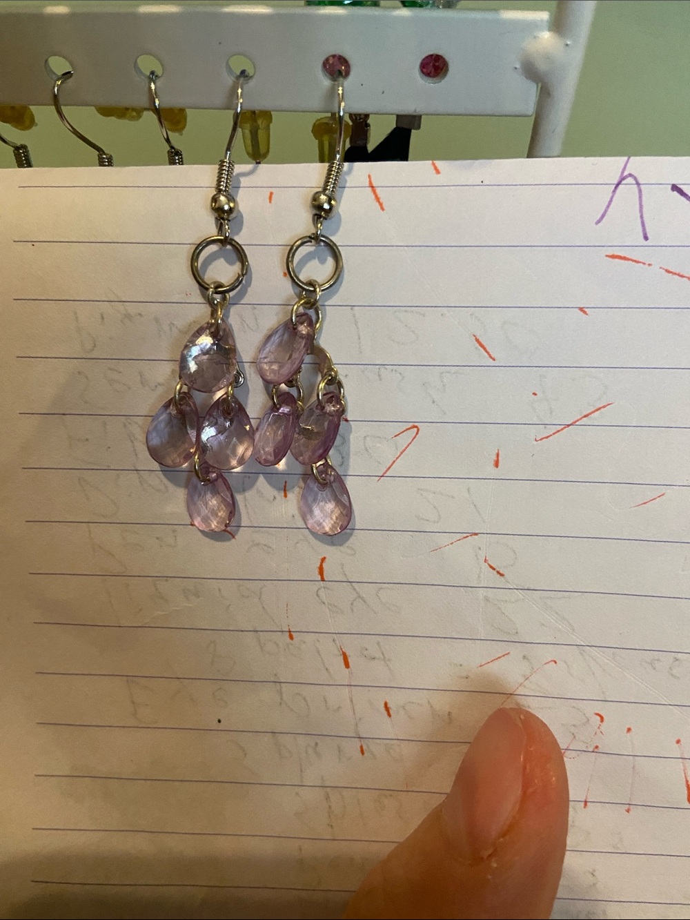 Handmade Elegant Purple Teardrop Dangle Earrings - Unbranded